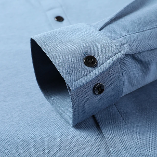 Top Grade Mulberry Silk 5.2% New Slim Fit Fashion Designer Brand Luxury Men Shirts 2023 Long Sleeve Plain Casual Mens Clothes 6