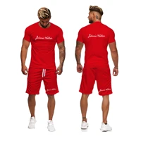 2022 summer mens tracksuit short sleeve shirtshorts 2 piece set men 3d print color fitness daily casual sport suit