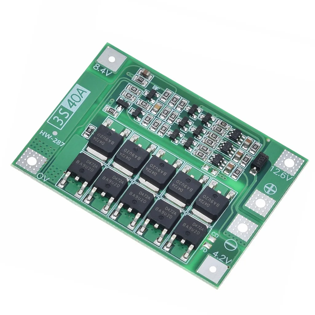 

2Pcs 3S 40A 18650 BMS for Drill Motor 11.1V 12.6V/14.8V 16.8V Enhance Li-Ion Lithium Battery Charger Protection Board