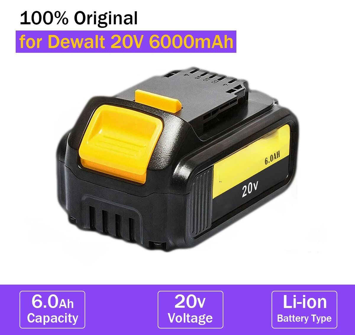 

Оригинальный аккумулятор 20 в 6 0Ah MAX XR, замена электроинструмента для DeWalt DCB184 DCB181 DCB182 DCB200 20 в 8A 18 вольт Dewalt 20 в