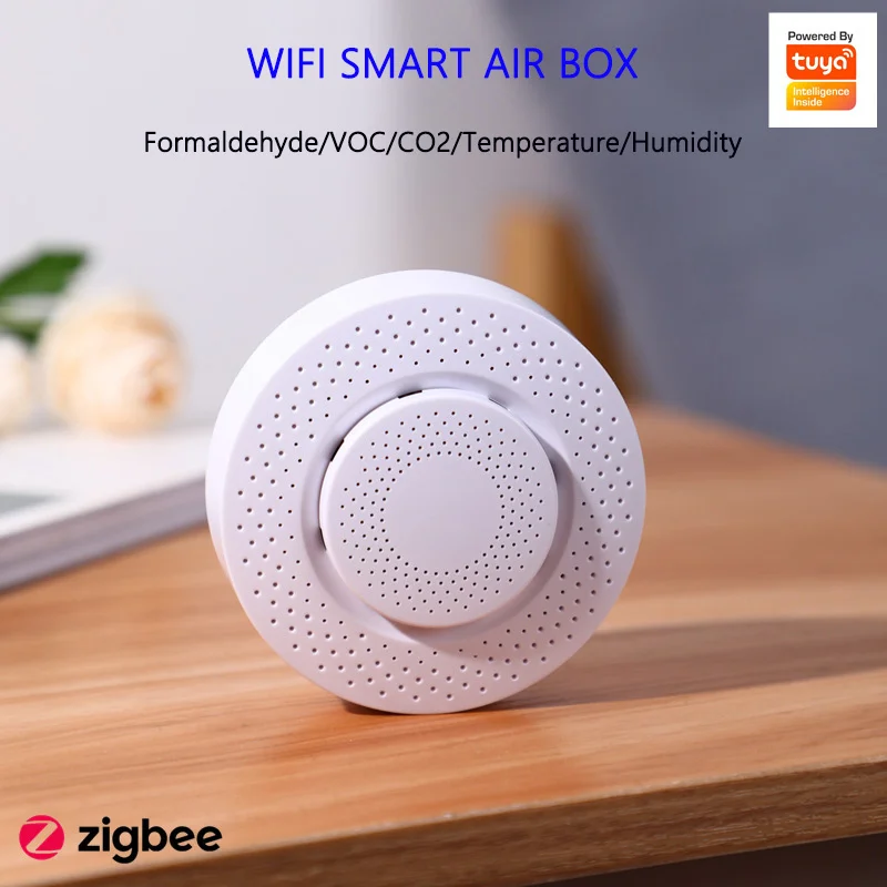 

WIFI SMART AIR BOX Formaldehyde/VOC/CO2/Temperature/Humidity Tuya Graffiti Smart Carbon Gas Detector Real-time Monitoring Alarm