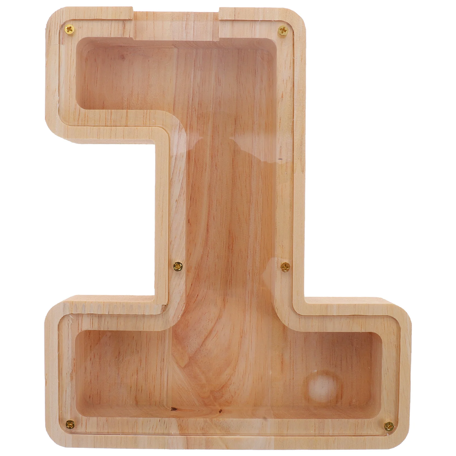

Number Transparent Piggy Bank Child Household Decor Wooden Wall Coin For Kids