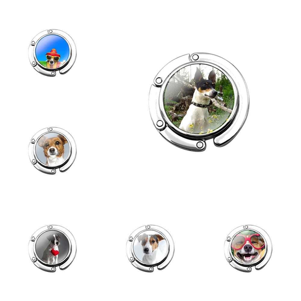 

Складной крючок для кошелька для женщин, настольная Сумочка для хранения, складной декоративный крючок для стола, Модный милый декоративный подарок с собакой Джеком расселлом терьером