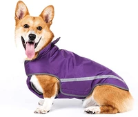 dog raincoat lightweight waterproof clothes ajustable pet jacket poncho with visibility safety strip reflective dog vest