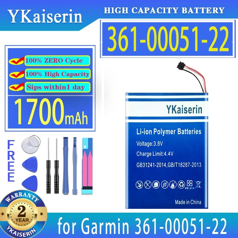 

Аккумулятор ykaisin 3610005122 1700 мАч для Garmin 361-00051-22, аккумулятор GPS