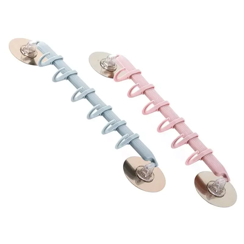 

NEW2022 6 Row Of Hooks Strong Adhesive Hook Kitchen Wall Hanging, Creative Bathroom Nail-free Seamless Rack Hanger Hook Shelves