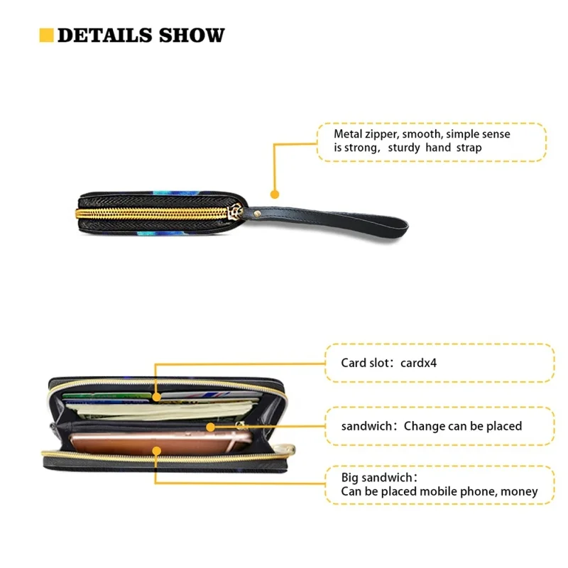 Belidome Blue Rose Wallet for Women Leather RFID Blocking Design Zip Around Card Holder Organizer Ladies Travel Clutch Wristlet