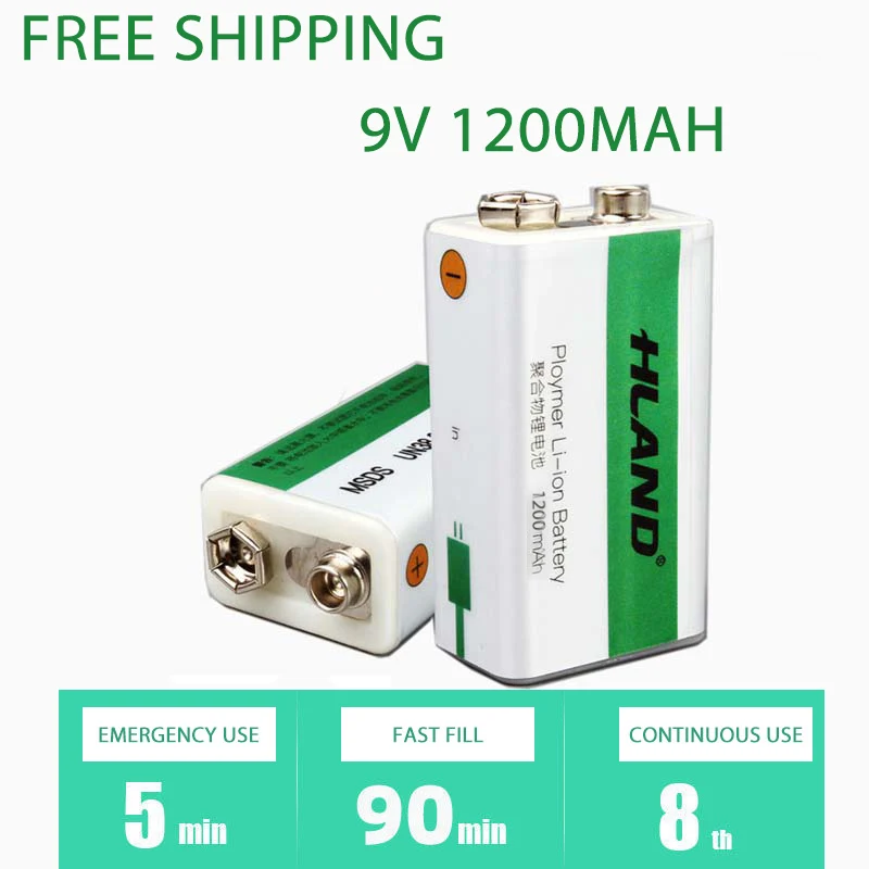 2021 New USB Cycle Charging Battery 9V 1200mAH Is Suitable for Camera and Other Series of Electronic Products+USB Charging Cable