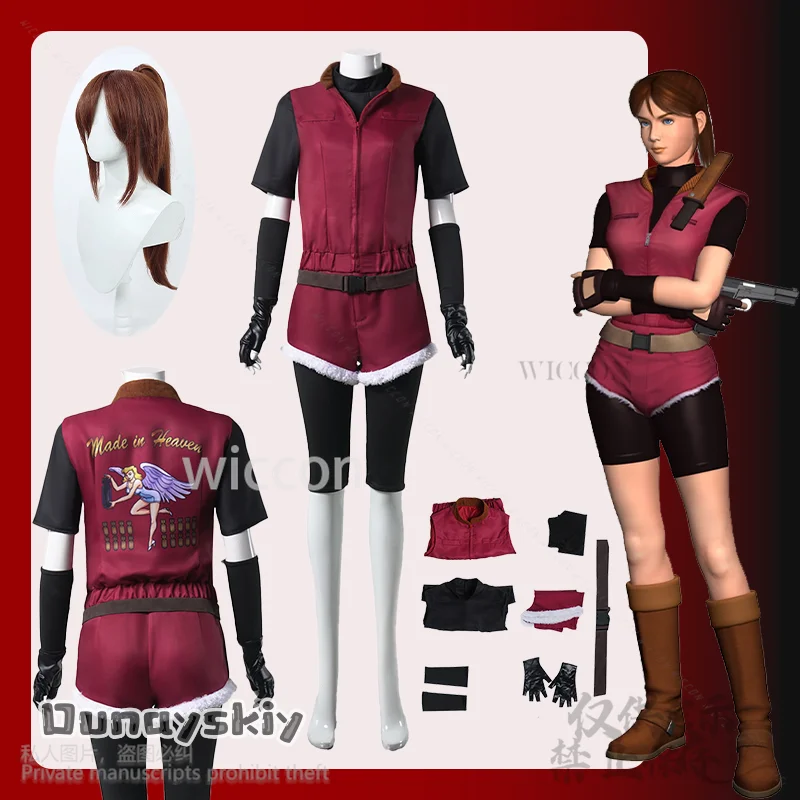 Игра ужасов Re2 1988 костюм Клер Редфилд для косплея комбинезон красная униформа