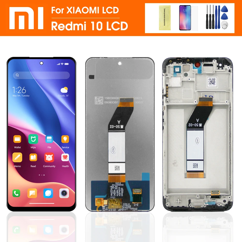 

Оригинальный ЖК-дисплей 6,5 дюймов для Xiaomi Redmi 10 Prime с рамкой, сенсорная панель, экран с дигитайзером в сборе для Redmi 10 21061119AG, ЖК-дисплей