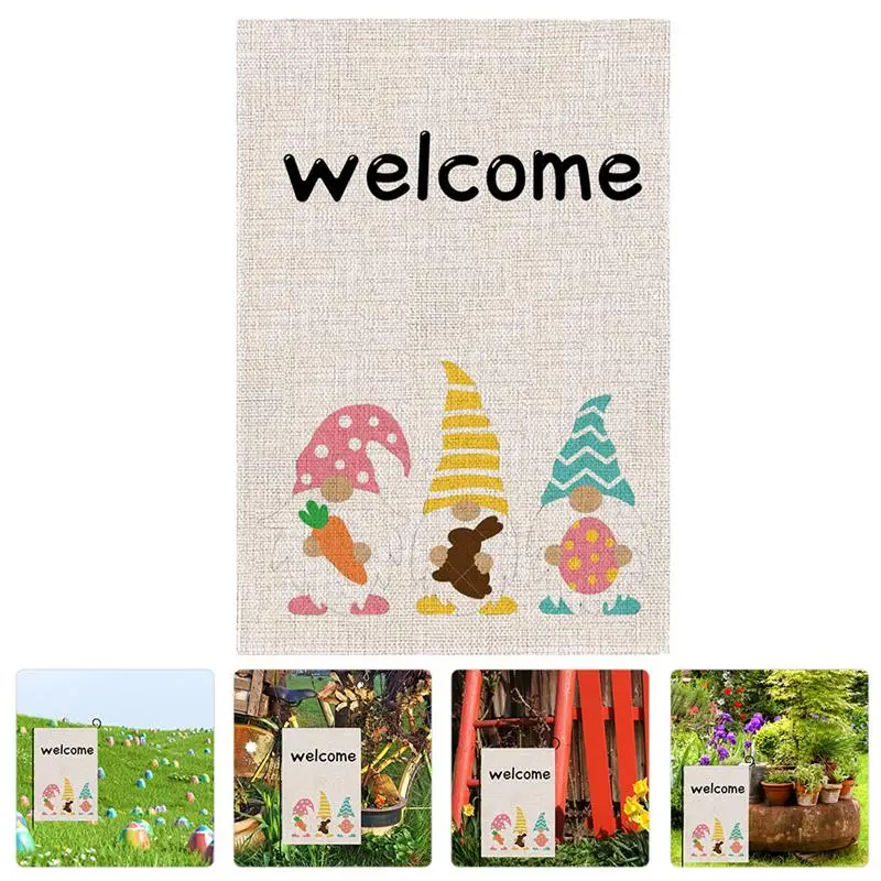 

Festival Decor Easter Themed Garden Flag Decorative Garden Flag Ornament Easter Burlap Double Sided Pattern Printed Garden Flag