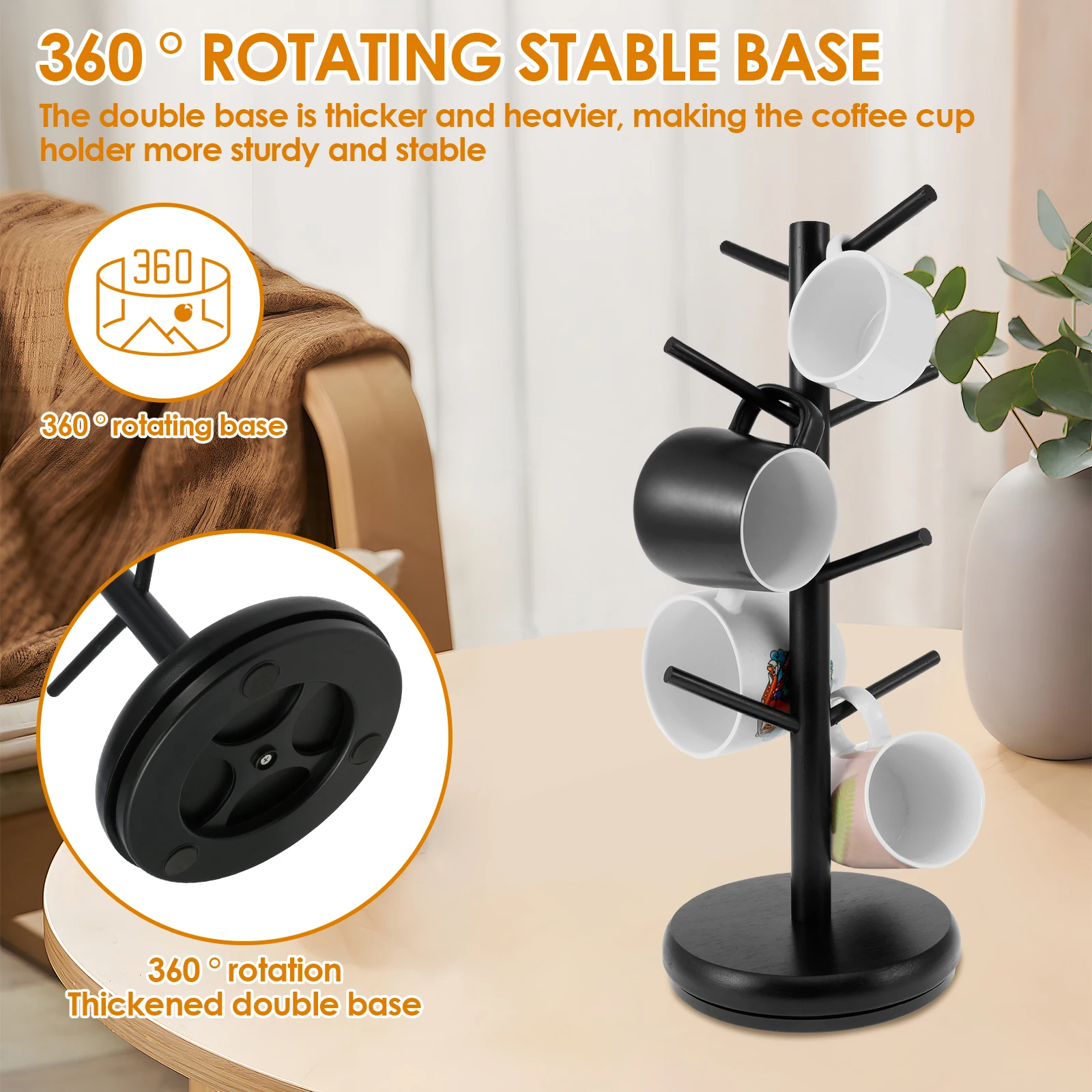 Кофейная кружка дерево с 8 крючками держатель для кружки из бамбукового дерева