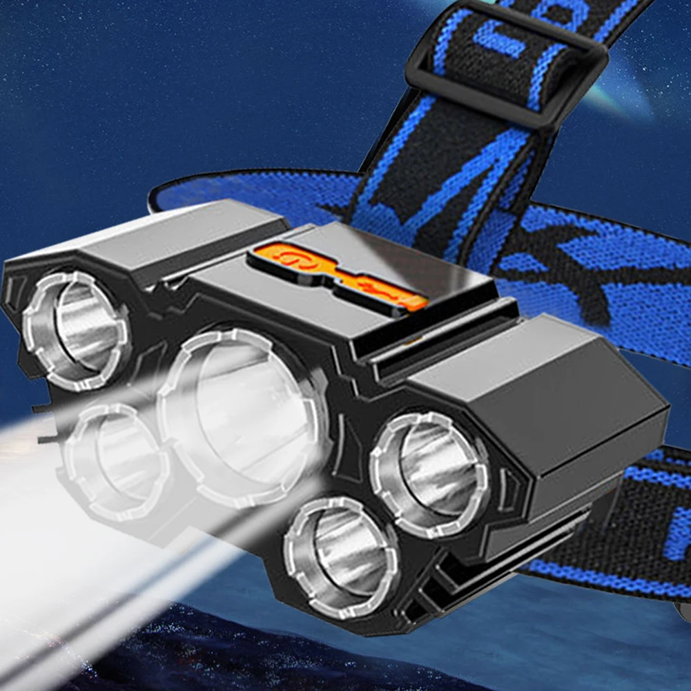 

5 LED Headlamp Rechargeable Powerful Head Lamp with Built-in 18650 Battery Outdoor Camping Headlight Flashlight