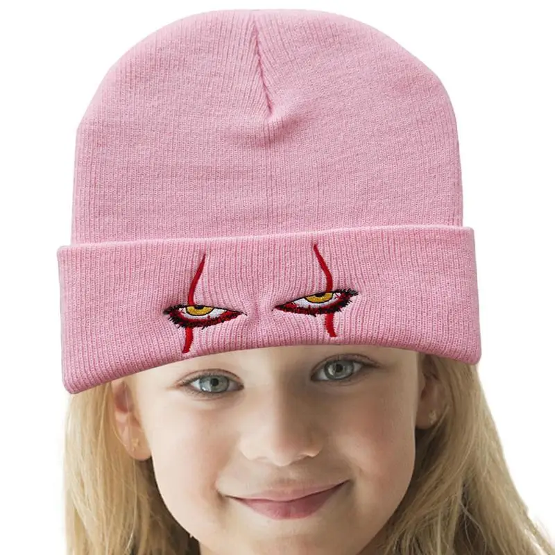 

It Clown Hat Wool Clown Knitted Hat Dancing Clown Wool Watch Stretch Cuff Hats Scary Eyes Embroidery Warm Hip Hop For Winter Men