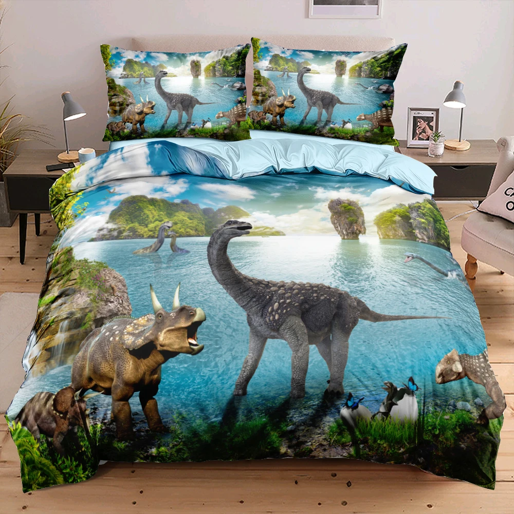 

Комплект постельного белья с цифровыми 3D динозаврами, 220x240 см