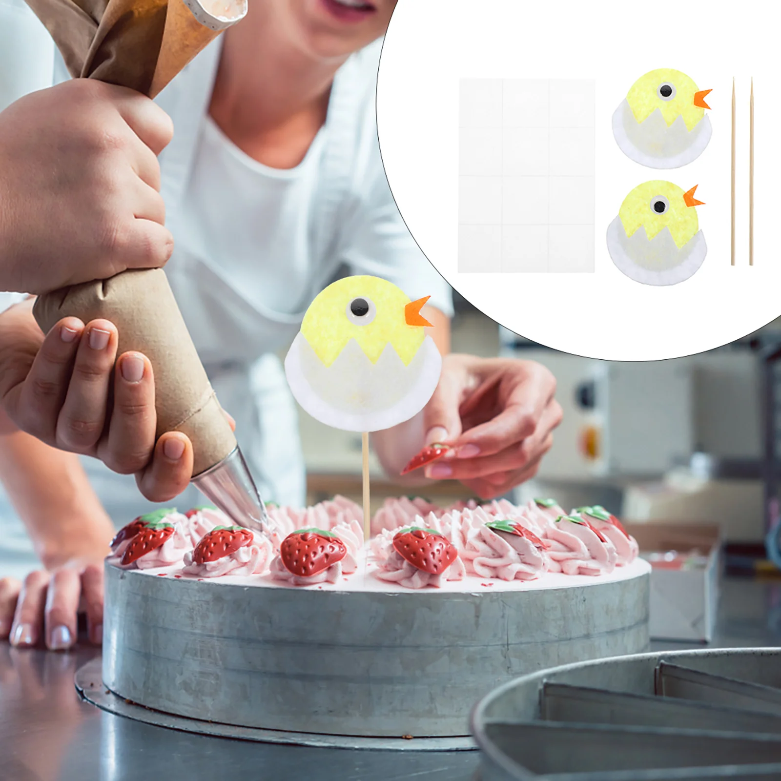 

10 шт., 1 набор, милые вставки для торта, уникальные украшения для торта (белый, желтый)