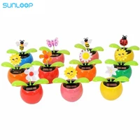 cute solar power flip flap flower insect for car swing dancing flower eco friendly shake head solar flowers in colorful pots toy