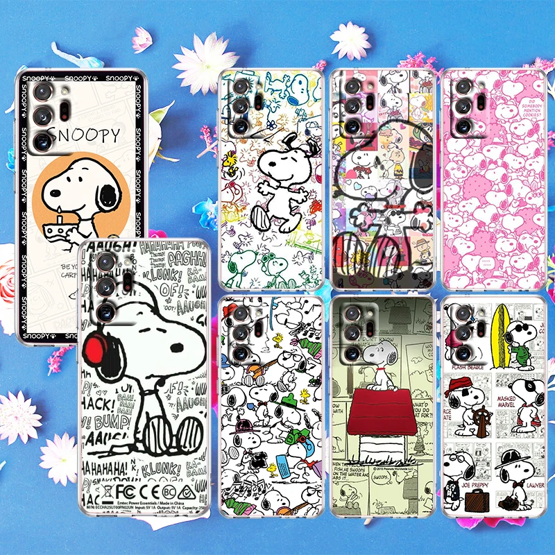 

Snoopy Comic Stroke For Samsung Note 20 Ultra 10 Lite Plus 9 8 M52 M62 M32 F23 F22 M31 S M21 2021 Transparent Phone Case