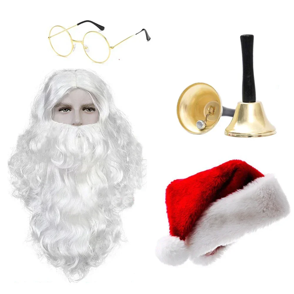 Рождественский косплей Санта-Клаус маскировка парик шапка для бороды набор