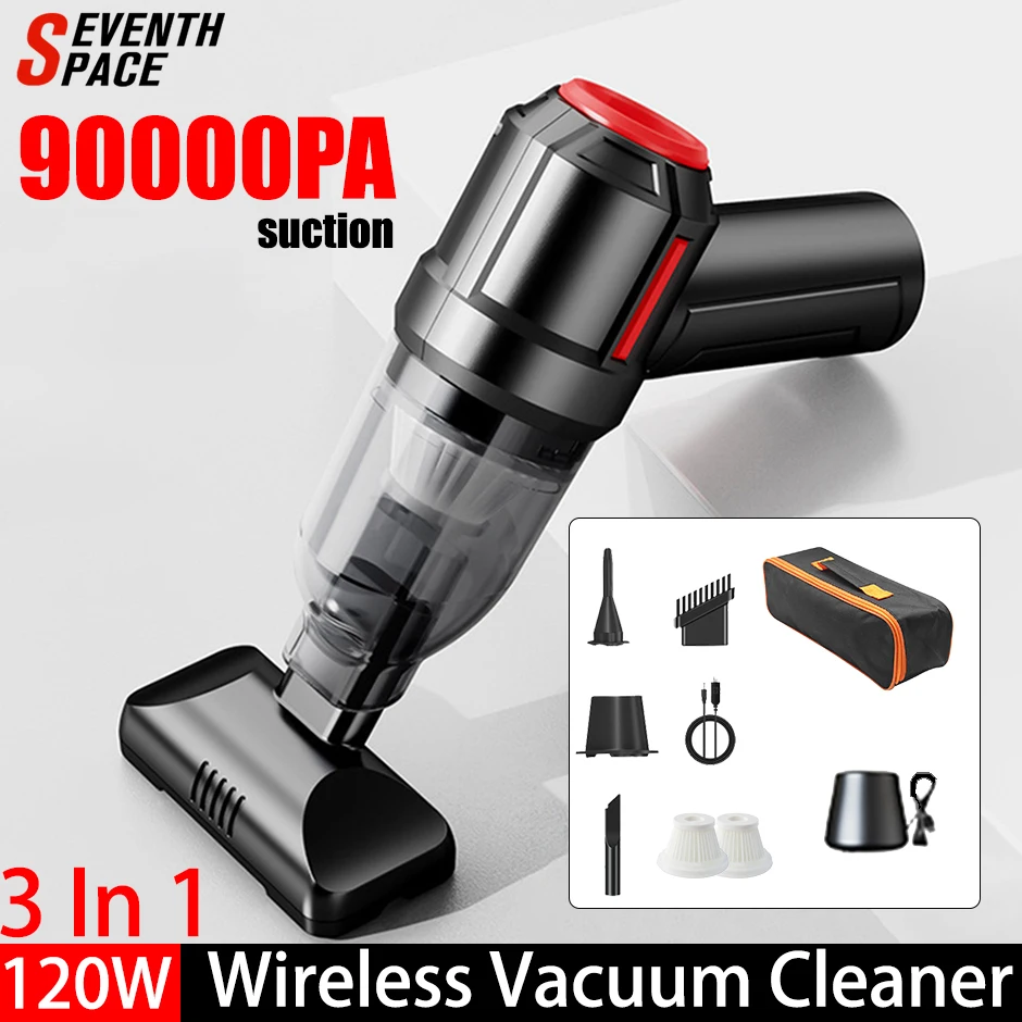 

90000Pa 3 in 1 Car Vacuum Cleaner Wireless Charging Air Duster Handheld High-power Vacuum Cleaner For Home Applicance