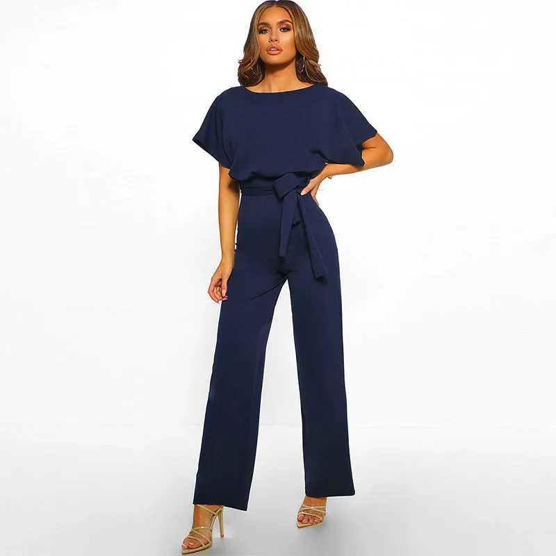 

2022 Rompers Womens Jumpsuit Streetwear High Waist Wide Leg Pants Polyester Black Long Women's Summer Fashion Clothes Outfits