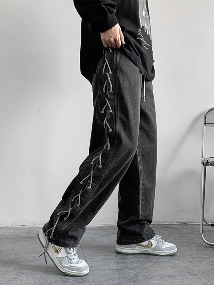 Men Oversized Black Jeans Pants 2022 Denim Mens Streetwear Hip Hop Harem Pants High Wasit Denim Pants Overalls Casual Men Jeans