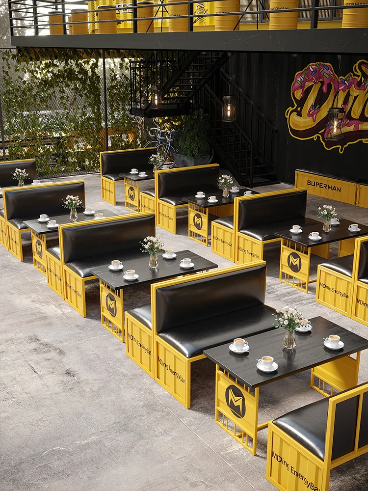 

Customized industrial style card seat sofa, net celebrity restaurant, café, negotiation table, sake bar, pub, vintage wrought