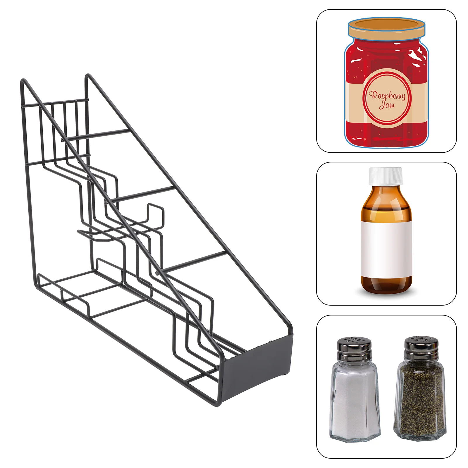 

Syrup Bottle Holder Multifunctional Sugar Syrup Dressing Seasoning Bottle Stainless Steel Tray Multi Layer Coffee Can Stand