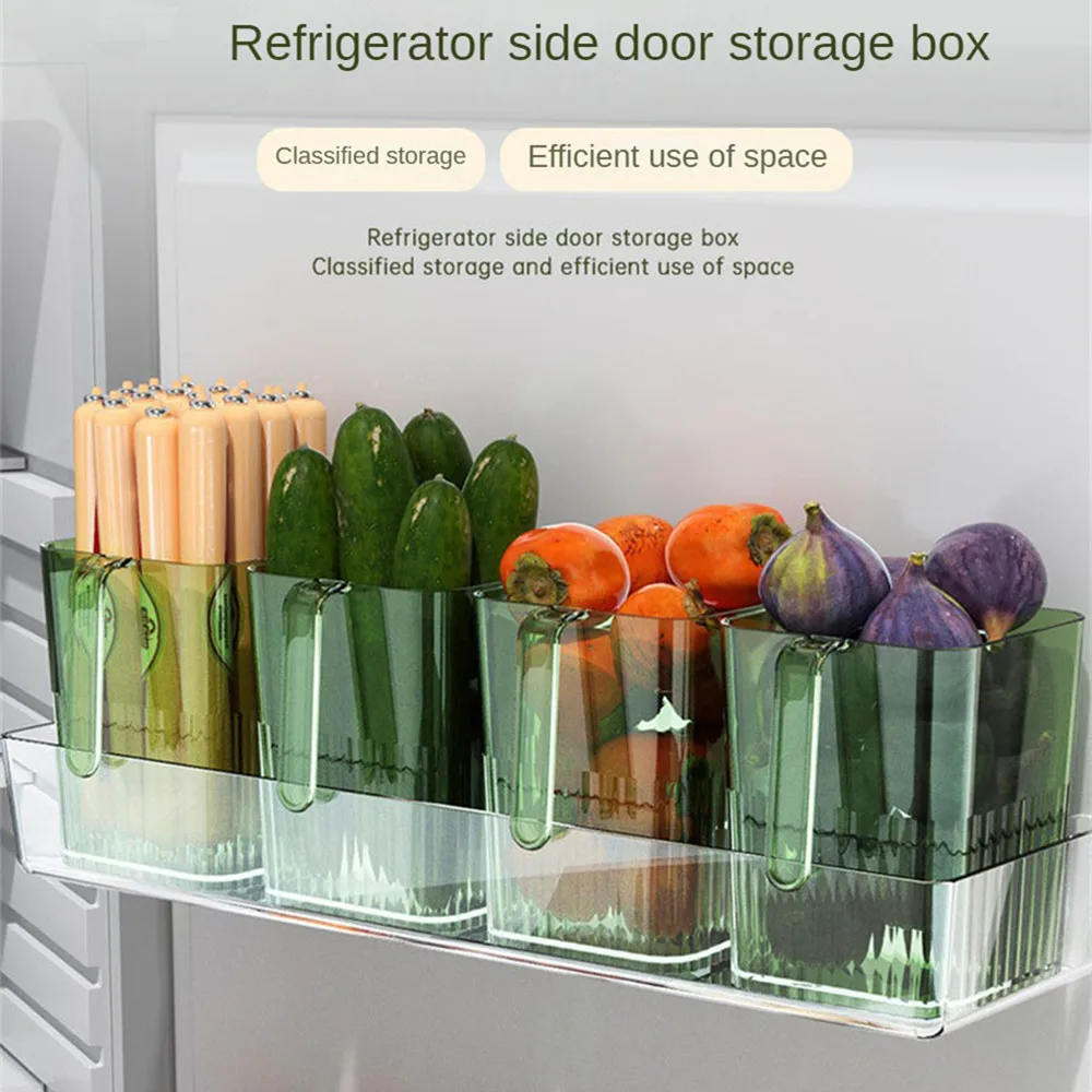 

Fridge Side Door Storage Box Eggs Food Vegetable Fruit Fresh Organizer with Handle Household Kitchen Refrigerator Containers Box