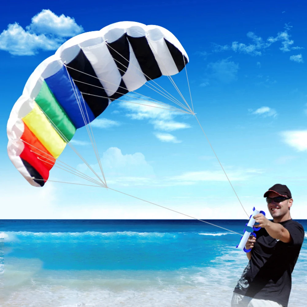 

1.4m Power Dual Line Kite with 2 Handle Parafoil Kite Lightweight Plaid Fabric Material for Outdoor Fun Sports for Adults