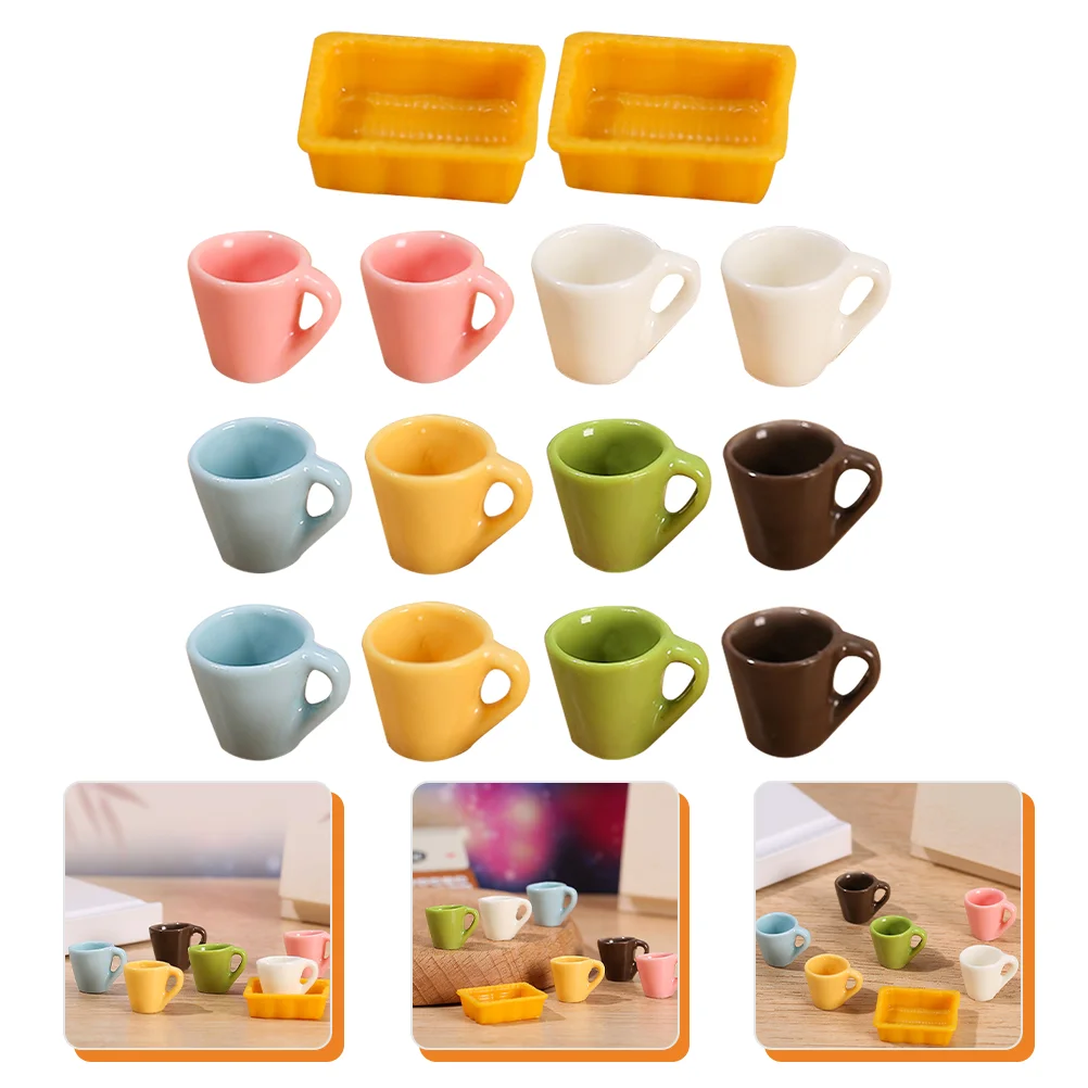 

14 Pcs Toys Miniature Utensils Poppets Kids DIY Mini House Supplies Coffee Decor Miniature Tea Cups Household Mini Cup