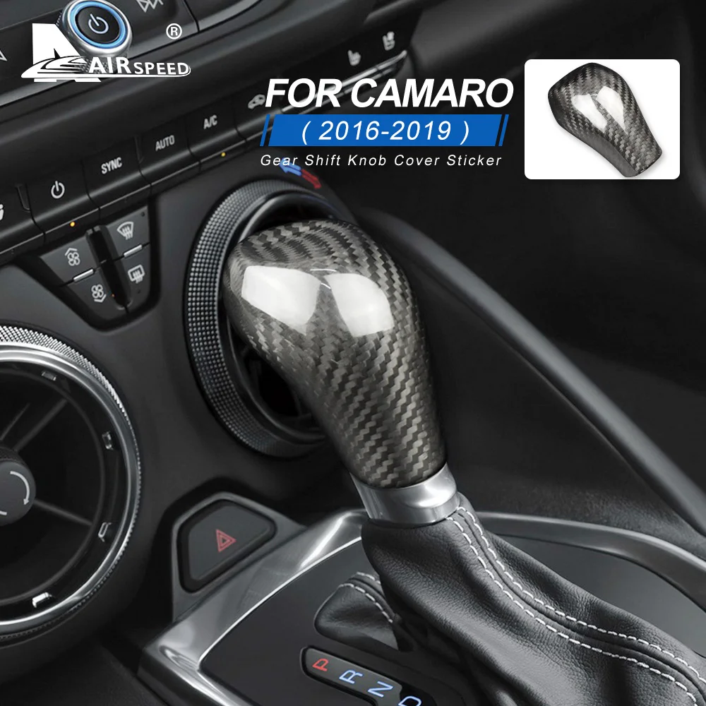 

AIRSPEED for Chevrolet Camaro 2016 2017 2018 2019 Carbon Fiber Car Gear Head Shift Knob Cover Stickers Interior Trim Accessories