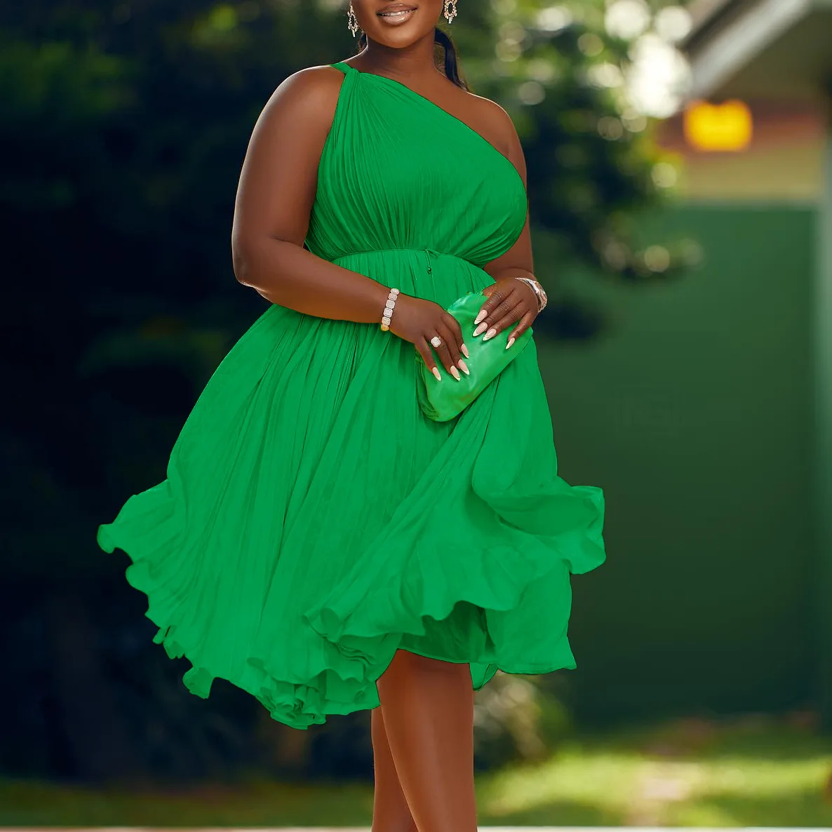 Plus Size Elegant Pretty Dress Women Ruffle One Shoulder Cloth Lady Casual Ball Gown 2023 Summer Evening Party Mini Dress