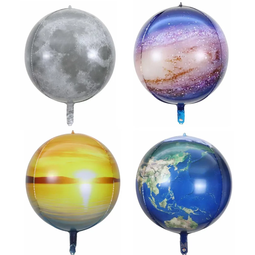 

4pcs/Set Solar System Birthday Balloons Teaching Tool 22inch World Map Ballon Galaxy Planet Globe Earth Space Theme Party Decor