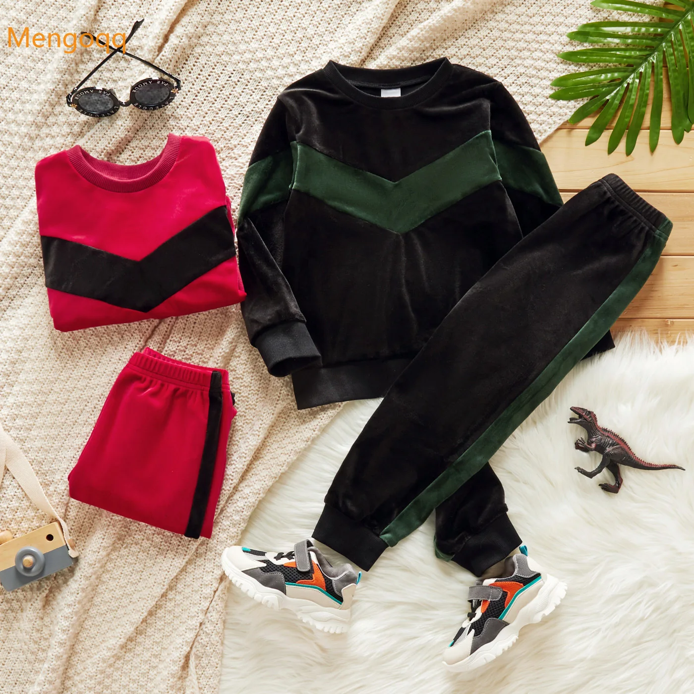 

Toddler Kids Boys Spring Full Sleeve Patchwork Top Hoodies Trousers Young Children Baby Active Clothes Set 2pcs 18M-6Y