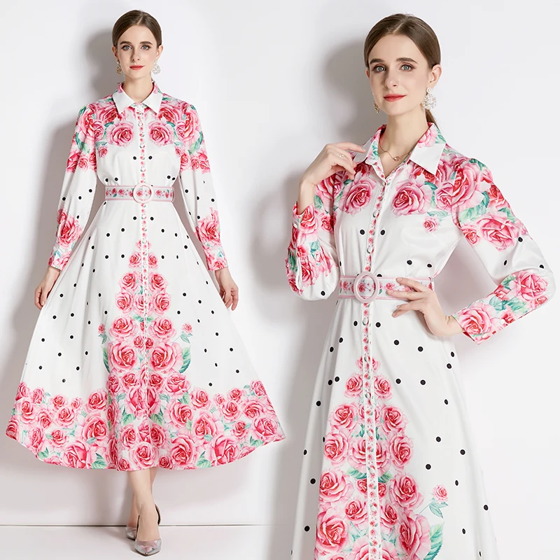 

Женское однобортное платье-рубашка с длинным рукавом