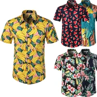 2021 summer mens short sleeve hawaiian shirt fruit floral print blouse plus size 5xl breathable shirt for men casual men shirts