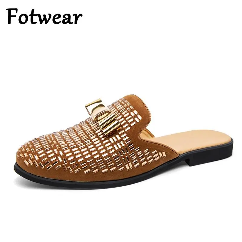 

Fashion Men Mules Big Size 38-48 Summer Slippers Slip On Lazy Shoes Breathable Mens Loafers Indoor Slides Adult Leisure Shoes