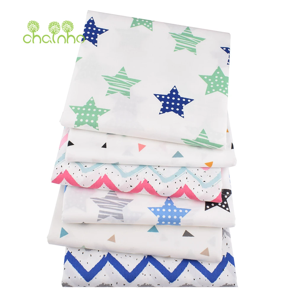 

Chainho,Star & Triangle Printed Twill Cotton Fabric,Patchwork Clothes DIY Sewing Quilting Home Textiles Material For Baby &Child