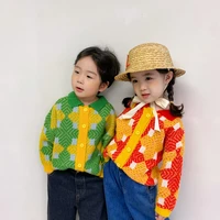 flowers knitted cardigan sweater kids girl autumn winter sweet kawaii sweater coat children girl korean button down cardigan