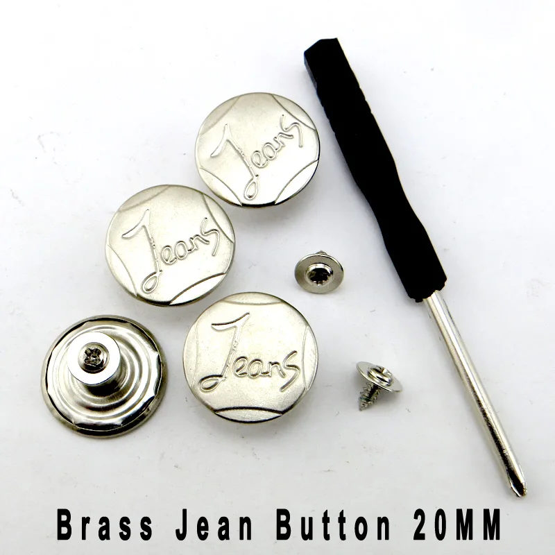 

Латунная Серебристая кнопка для джинсов с надписью, 30 шт., 20 мм, брюки для джинсов, идеально подходит для регулировки талии, без гвоздей, джин...