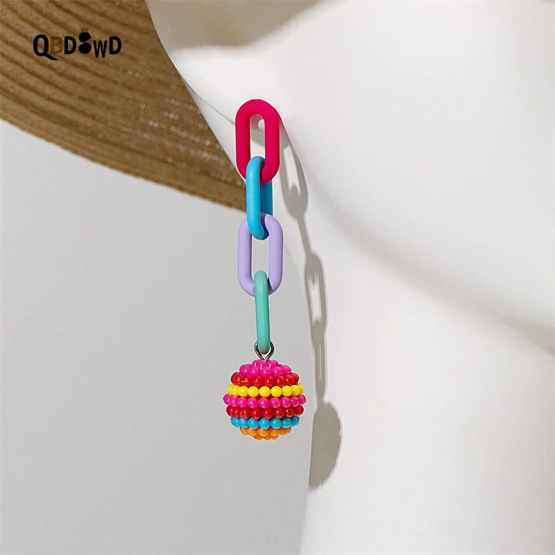 

Новые женские серьги-подвески карамельных цветов, цепочка с пряжкой, серьги с шариком Bayberry, модные милые дизайнерские креативные серьги-под...