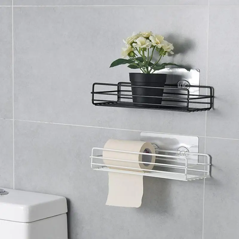 

Bathroom Shelf Accessories No Drilling Rustproof Shampoo Storage Shelf Cosmetic Holder No Punch Metal Shelf For Dorm Toilet Bath