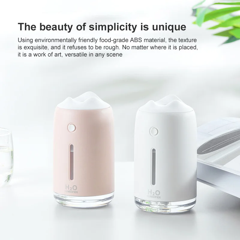 

Creative USB Air Humidifier 310ML Ultra-Silent USB Essential Room Car LED Night Lamp Snow Mountain Air Purifier Mist Maker