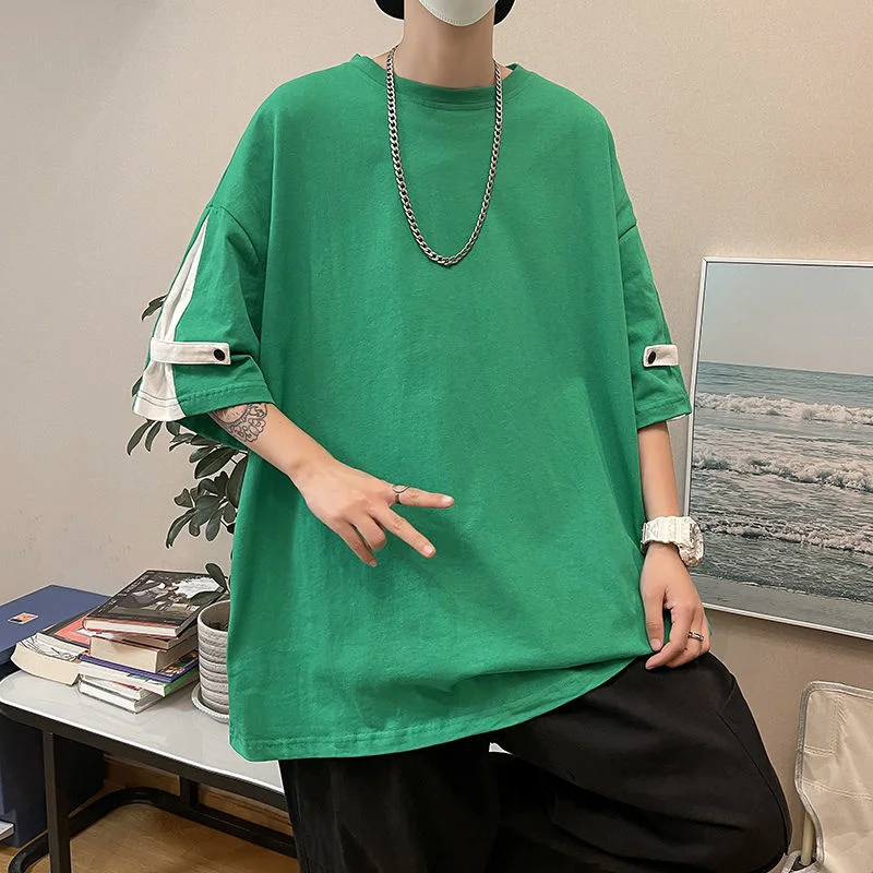 

Summer 3-color Short-sleeved T-shirt Men Fashion Oversized Casual O-neck T Shirt Men Korean Loose Pullover Tshirt Mens Top M-3XL