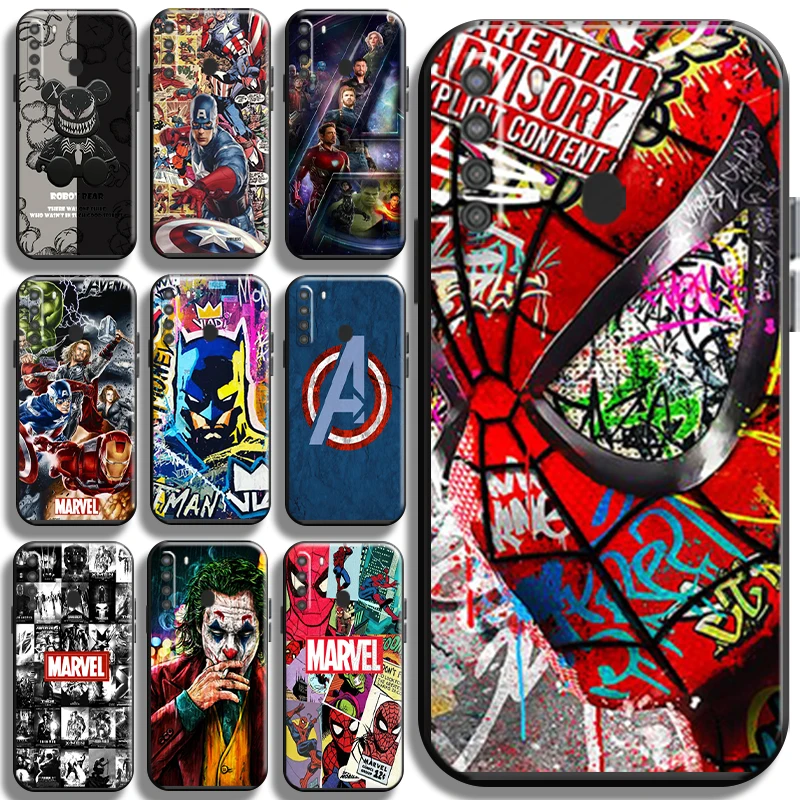

Marvel Avengers Comics For Samsung Galaxy A21 A21S Phone Case Back Liquid Silicon Cover Shockproof TPU Funda Shell Soft Black