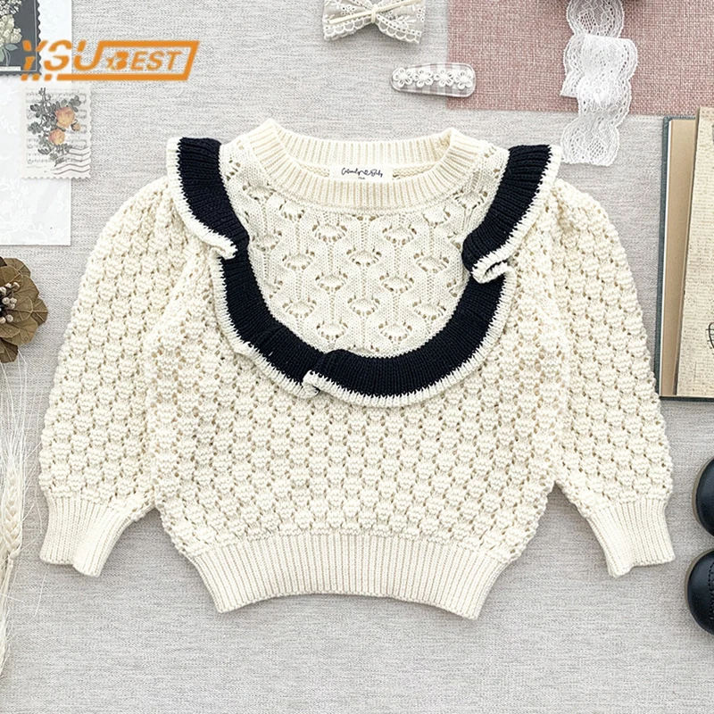 

Детские свитера с длинным рукавом для маленьких девочек, осенне-зимние однотонные вязаные детские свитера для маленьких девочек