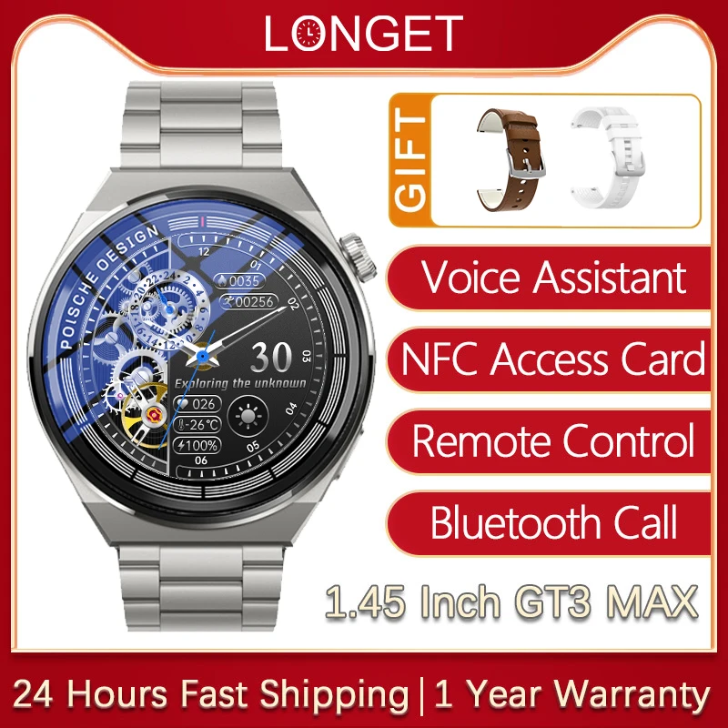 

Мужские Смарт-часы GT3 Max 2022, Смарт-часы Porsche design NFC, спортивные фитнес-часы с Bluetooth, звонки для Huawei Xiaomi Pk mi Gt3