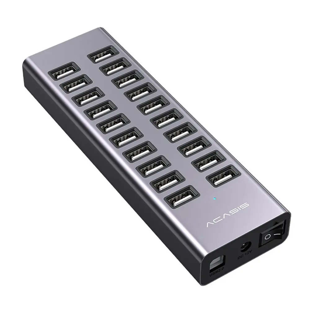 

20 Port Multi USB 2.0 Hub High Speed Data Transfer Fast Charger Splitter External 12V7.5a Power Adapter For Phone Tablet