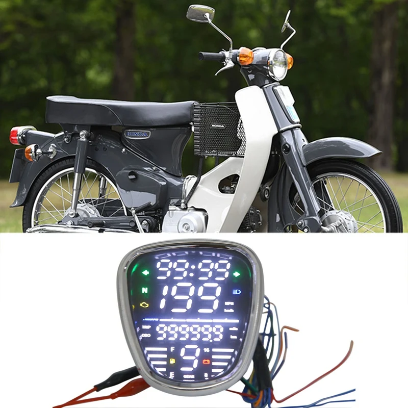 Для Honda C70 C90 мотоцикл светодиодный цифровой измеритель об/мин одометр спидометр в